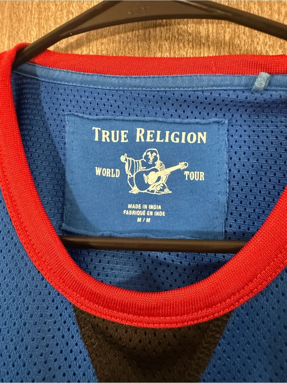 True Religion Blue White Red Black Colorblock Athletic Tee
